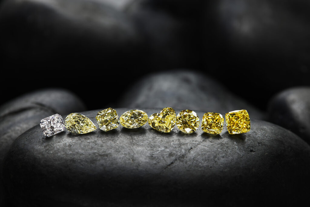 A mix of polished diamonds from Burgundy Diamond Mines